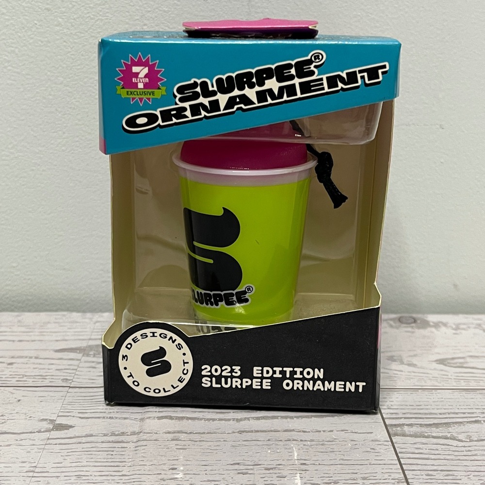 7-Eleven Exclusive 2023 Slurpee Ornament Neon Green Pink Limited Edition NIB